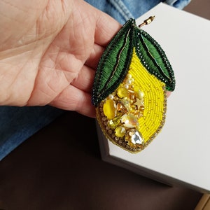 lemon beaded brooch, valentine day gifts image 9