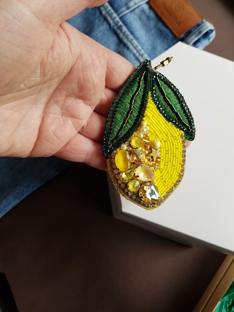 lemon beaded brooch, valentine day gifts image 9