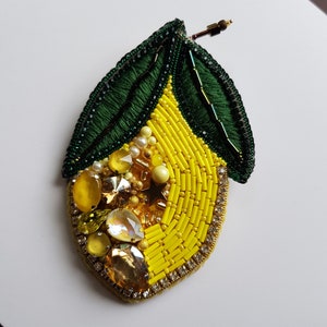 lemon beaded brooch, valentine day gifts image 6