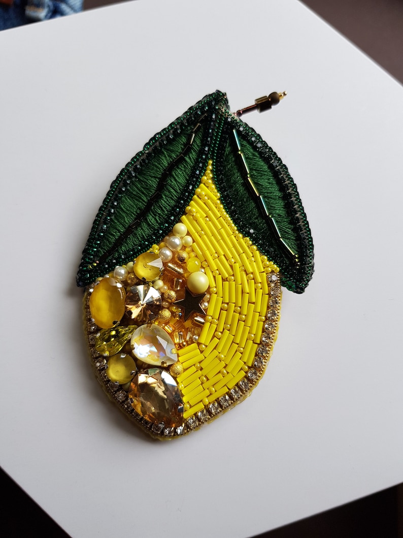 lemon beaded brooch, valentine day gifts image 6