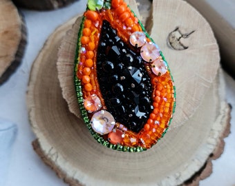 embroidery fruit brooch, nature lover gift for mother day