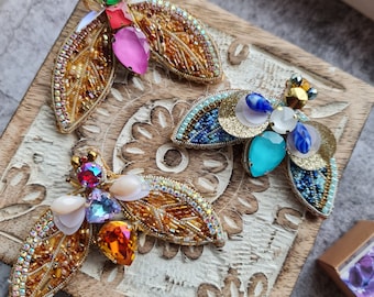 Beaded Moth Brooch: Embroidered Insect Lapel Pin