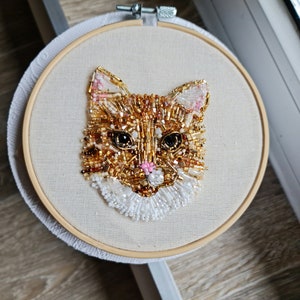 Custom pet portrait embroidery, custom cat portrait brooch, personalized pet brooch pin image 2