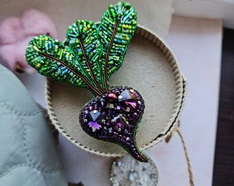 Bountiful Harvest: Purple Beet Delight Brooch, Plant Lover Gift, Nature Jewelry