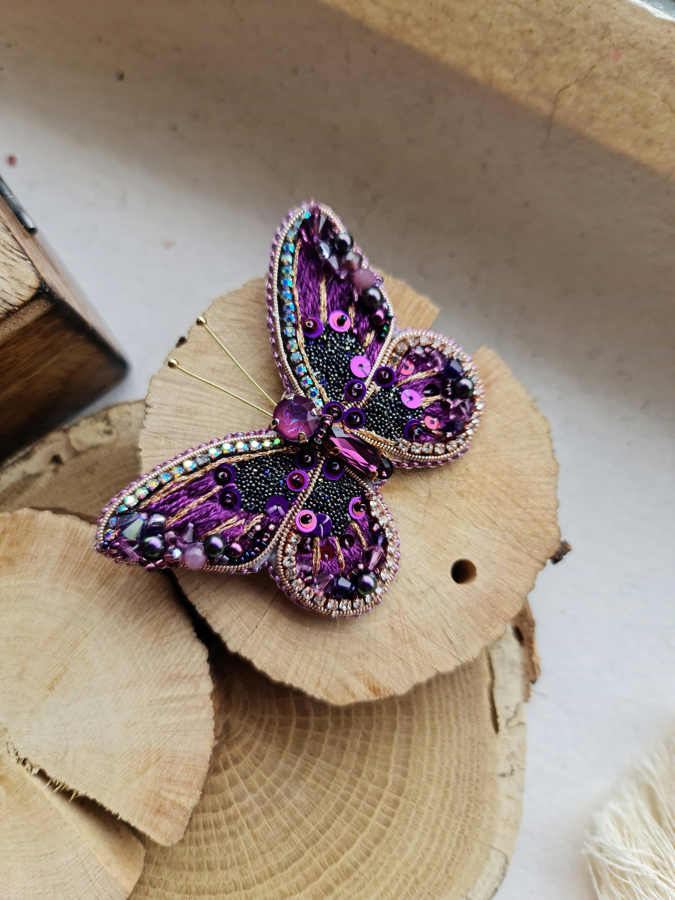 Purple on sale butterfly brooch