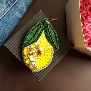 lemon beaded brooch, valentine day gifts image 2