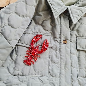 Red Lobster Brooch pin, Beachy jewelry, brooches for women