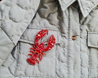 Red Lobster Brooch pin, Beachy jewelry, brooches for women