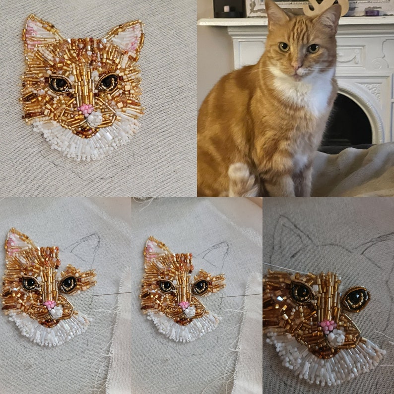 Custom pet portrait embroidery, custom cat portrait brooch, personalized pet brooch pin image 4