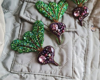 Regal Beet Elegance Purple Beet Brooch - Garden Delight Lapel Pin