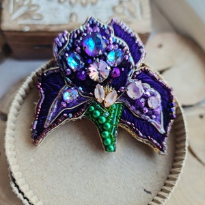 Purple iris brooch, unique gifts for her image 5