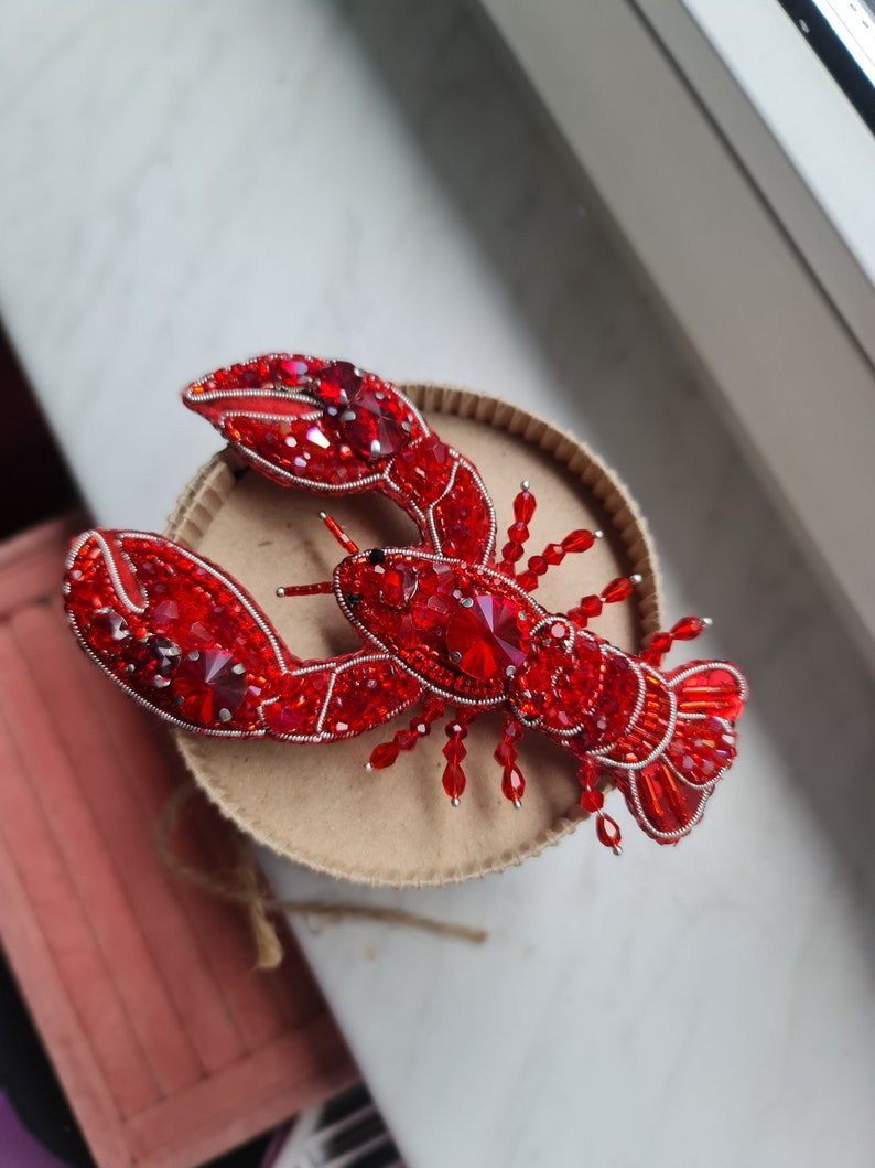 lobster brooch, ocean jewelry, unique gifts for her, lapel pins men, nature jewelry, brooches for women image 8