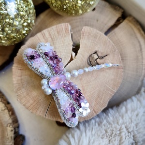 dragonfly pin brooch, embroidered insect brooch, nature jewelry