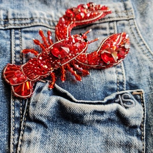 lobster brooch, ocean jewelry, unique gifts for her, lapel pins men, nature jewelry, brooches for women image 2