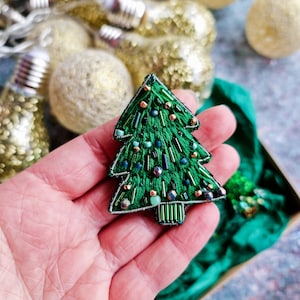 Christmas tree brooch,  Christmas ornament pin