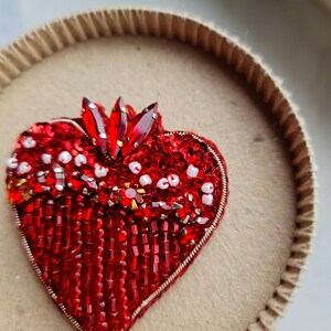 Red heart brooch, Love pin valentines day gift, brooch for woman, unique holiday gift, gift for her brooch image 6