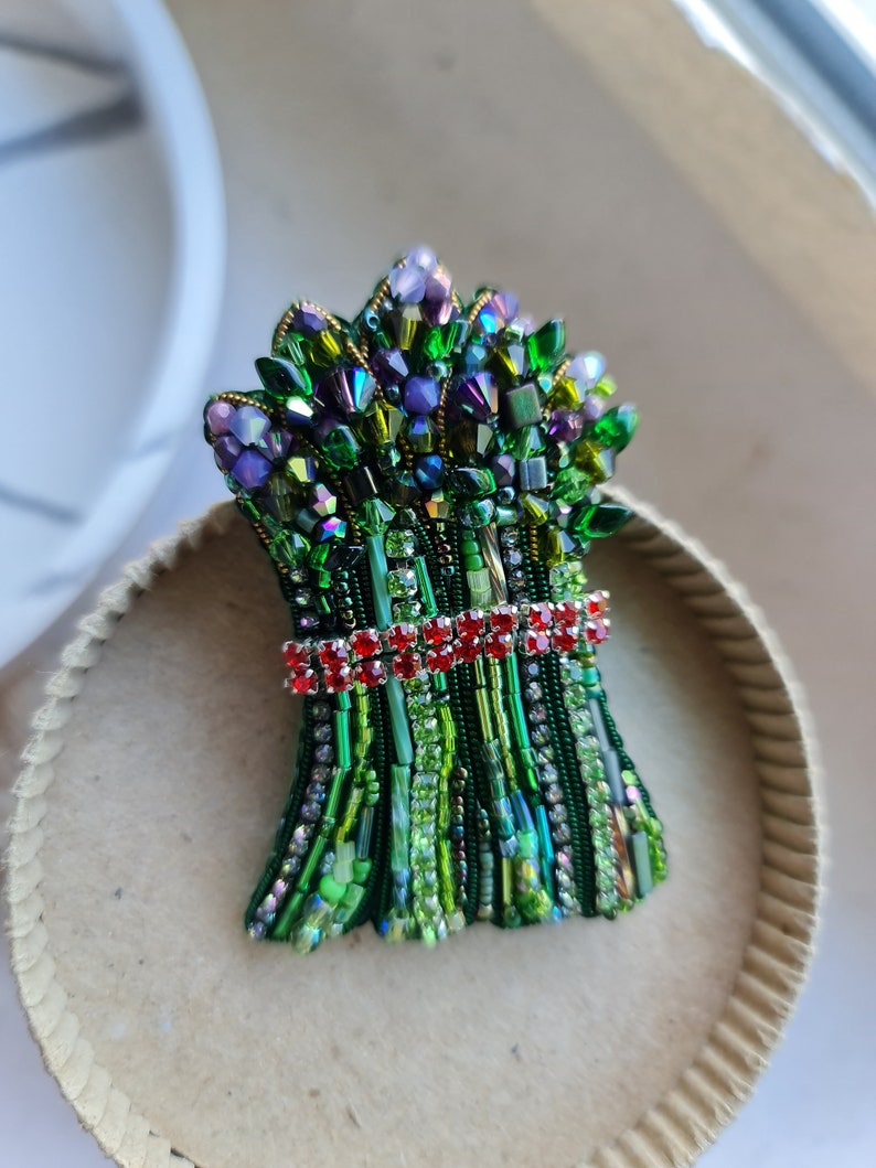 Purple Asparagus Delight Brooch Gourmet Foodie and Veggie Lover's Dream Gift image 5