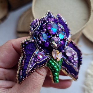 Purple iris brooch, unique gifts for her image 9