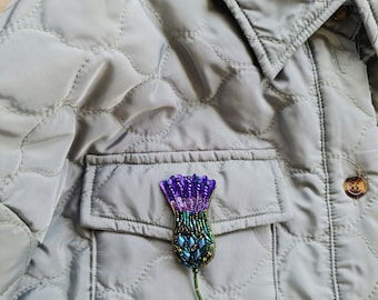 Elegant Thistle Blooms: Violet Flower Brooch for women- Nature-Inspired Accessory