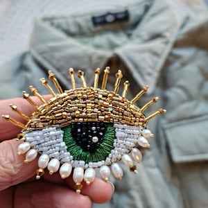 eye brooch for woman, eye jewelry gift for her image 7