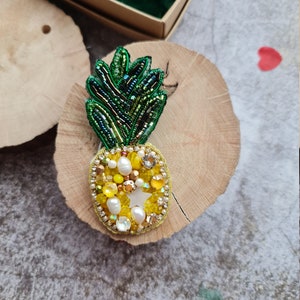 pineapple embroidery brooch, cute fruit pin, kawaii pin