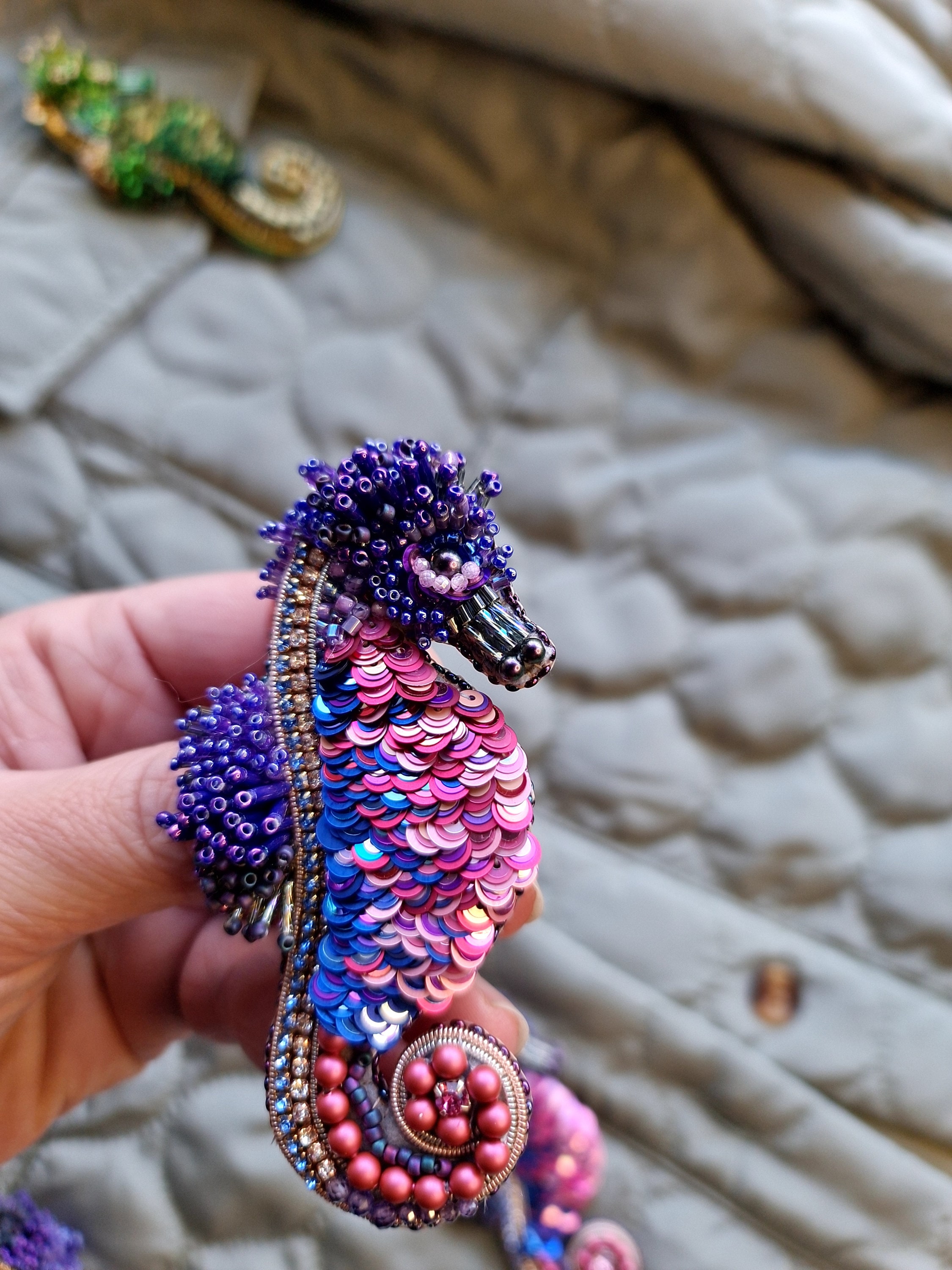 Purple Seahorse Brooch Animal Jewelry Unique Gifts for Her Etsy