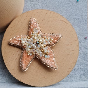 Embroidered Starfish brooch, Sea embroidered brooch, Tropical pin