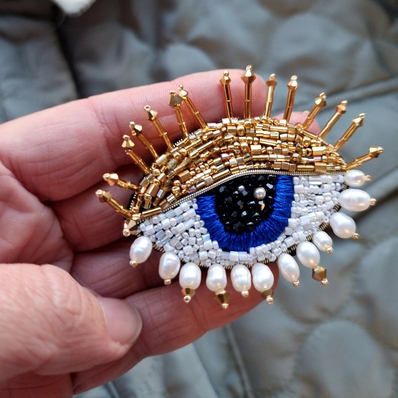 eye brooch for woman, eye jewelry gift for her image 10