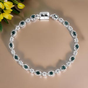 Grandidierite Bracelet, Gemstone Bracelet, Dainty Bracelet, Rare Grandidierite, Rhodium Plated Bracelet, Valentines Gift For Her, Birthstone