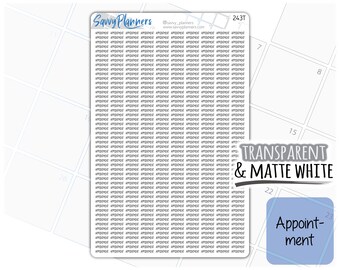 Appointment Planner Stickers, 243, Matte White Vinyl & Transparent Available