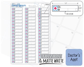 Doctors Appointment Planner Stickers, 260, Matte White Vinyl & Transparent Available