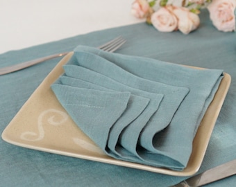 Natural Linen Napkins: Decorative Hem, Soft Stonewashed Linen (16x16 in)