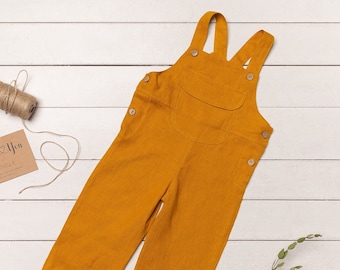 Kinder Overall aus Naturleinen, Kleidung für Mädchen und Jungen, Vintage Overall, Leinen Overall, Unisex Kinder Kleidung in verschiedenen Farben