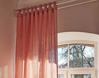 55 in/140 cm Wide Tab Top Linen Curtain & Drape, Custom Curtain Panel, Custom Size, Extra Long Curtain Panel, Linen Window Panel