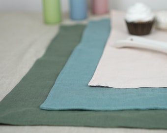 Set of Natural Linen Placemats - Handmade, Softened, Durable and Modern Placemats