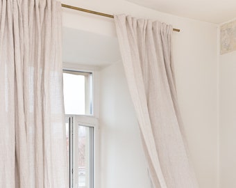 91 in/230 cm Extra Wide Linen Curtain Panel with multi-functional heading tape, Natural Curtain Custom Size Curtain