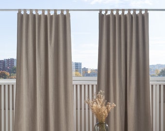 55 in/140 cm Wide, Linen Blackout Lining Curtain with Tab Tops in Natural color, Custom Lined Curtain, Custom Size, High quality linen