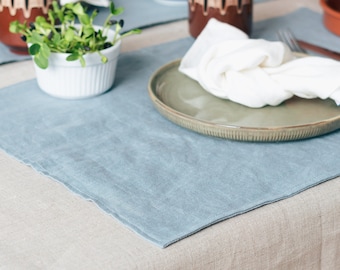 Set of Handmade Linen Placemats for Modern Table Decor, Softened Natural Linen, Perfect for Dining and Weddings