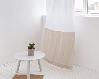 55 in/140 cm, Two colors Linen Curtain with multifunctional tape, window panel mixed colors, custom sizes