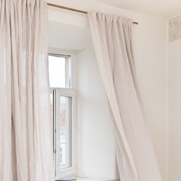 91 Zoll / 230 cm extra breiter Leinenvorhang mit multifunktionalem Überschriftband, natürlicher Vorhang in benutzerdefinierter Größe