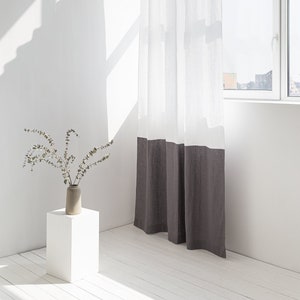 55 in/140 cm, Snow White Linen Curtain with multifunctional tape in two colors, High Quality, Custom Size Curtain