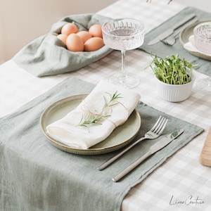 Set of Natural Linen Placemats - Handmade, Softened, Durable and Modern Placemats