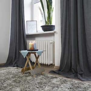 Pannello per tenda in lino grigio: tenda con tasca per asta, dimensioni personalizzate