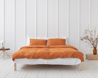 Light Chestnut Linen Bedding Set: Stonewashed Duvet Cover, Sheet & Pillowcases