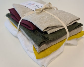Bundel linnen stofresten: verschillende kleuren om te knutselen