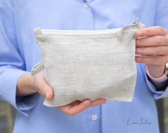 Natural Light Linen Cosmetic Bag Set – Small & Large Sizes