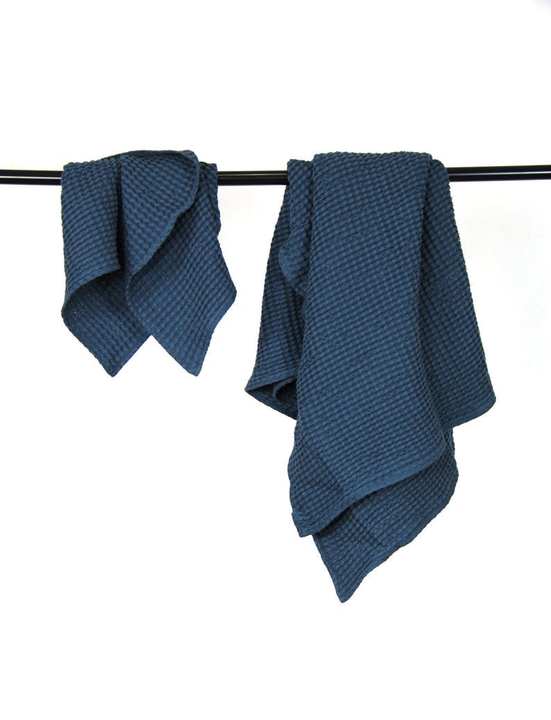 Navy Blue Waffle Linen Towel Luxurious Bath Towels High - Etsy UK