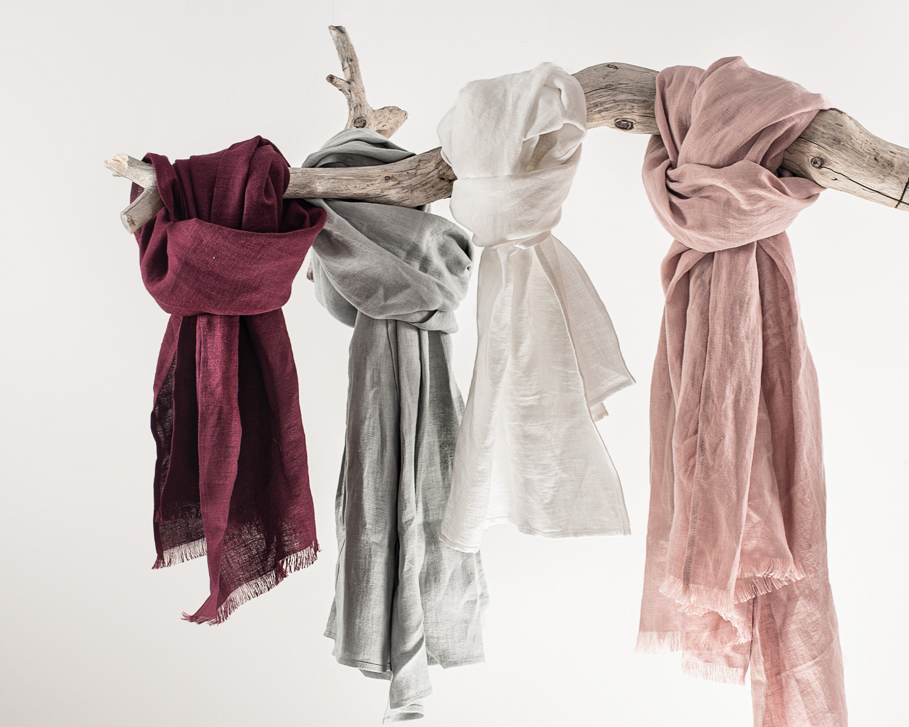 Softened linen scarf, Natural Lightweight Linen, unisex scarf