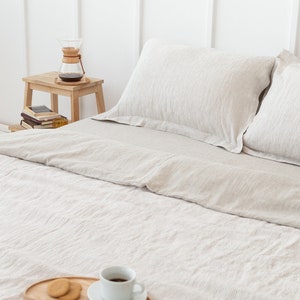 Flanged Natural Light Linen Pillow Covers. Softened Sham Pillow Case. Linen Pillowcover with Flanges. Standard Custom Size Oxford Pillowcase image 3