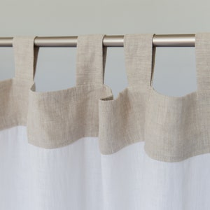 Two-Tone Linen Curtain: Snow White Tab Top Window Panel